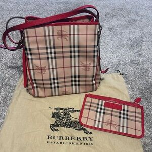 Burberry haymarket check Canterbury tote red